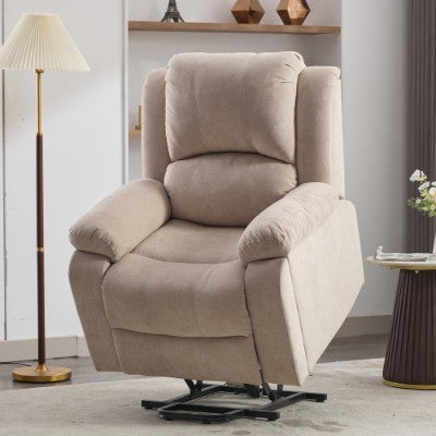 Power Massage Lift Recliner Chair With Heat & Vibration For Elderly, Heavy Duty And Safety Motion Reclining Mechanism Fabric Sofa With Storage Pockets, Cup Holders