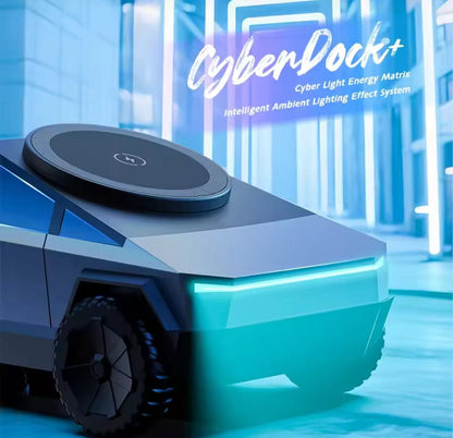 Cybertruck-Inspired 3-in-1 Wireless Charger & Stand for All Cars